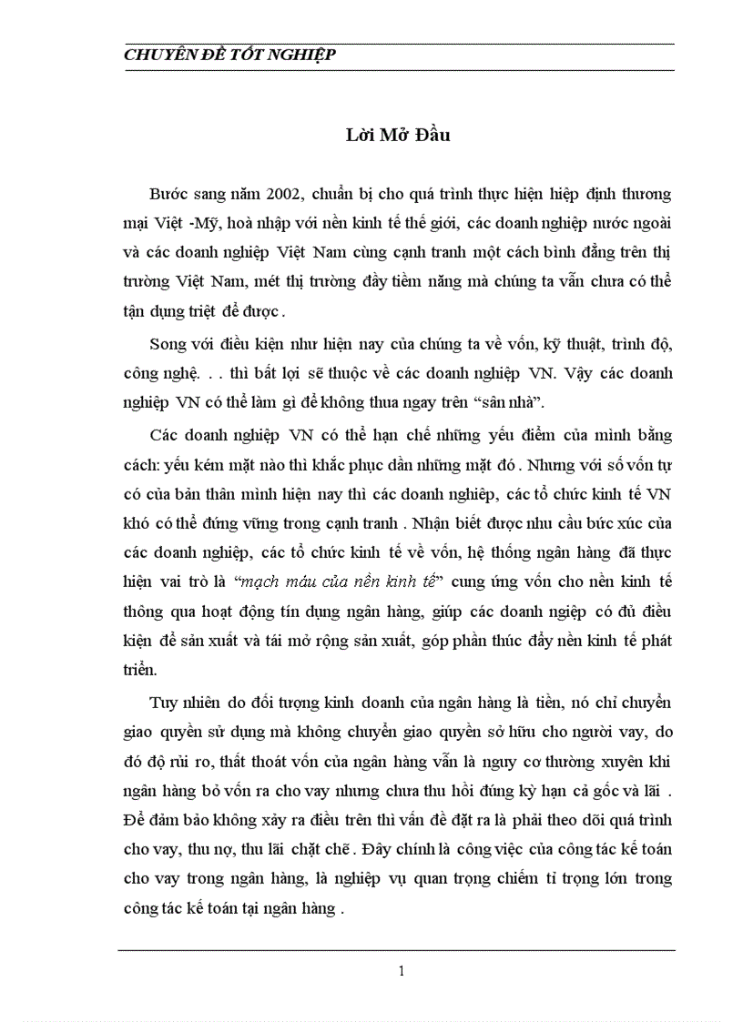 Một số vấn đề về kế toán cho vay tại chi nhánh ngân hàng Đầu tư và phát triển huyện Gia Lâm 1
