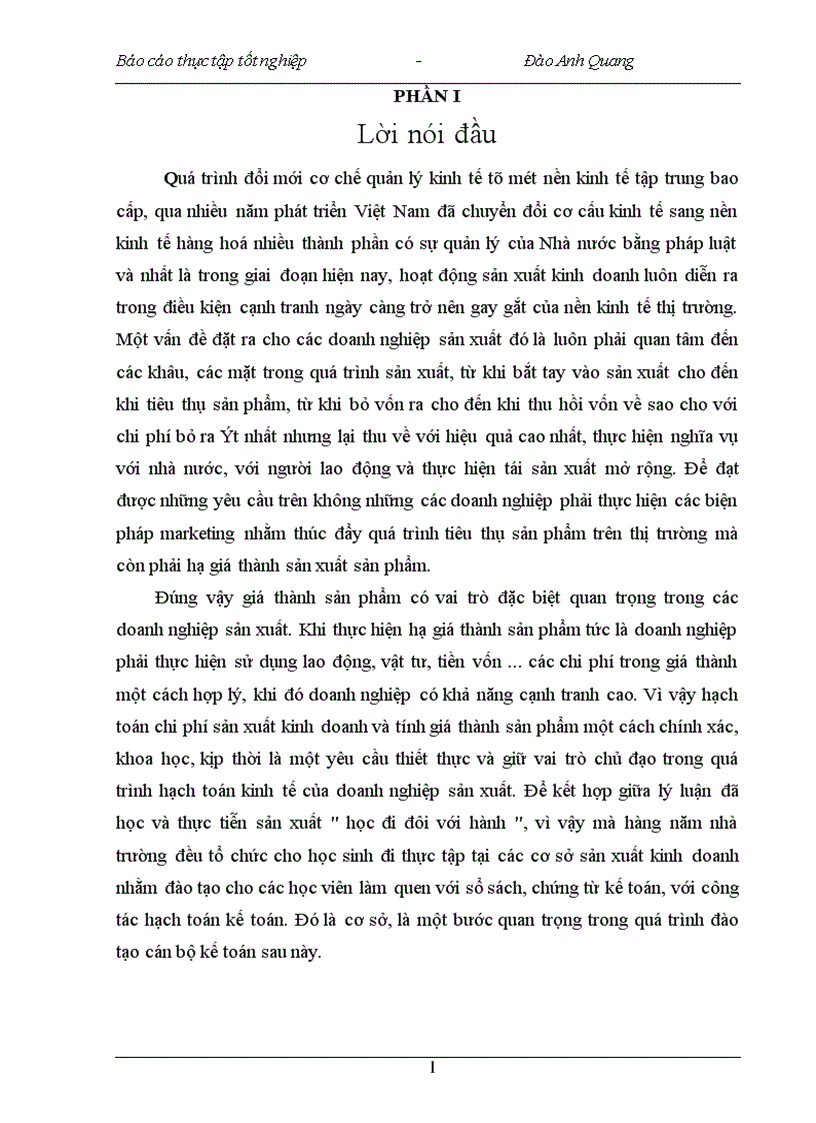 Tập hợp chi phí sản xuất và tính giá thành sản phẩm tại HTX công nghiệp Toàn Diện