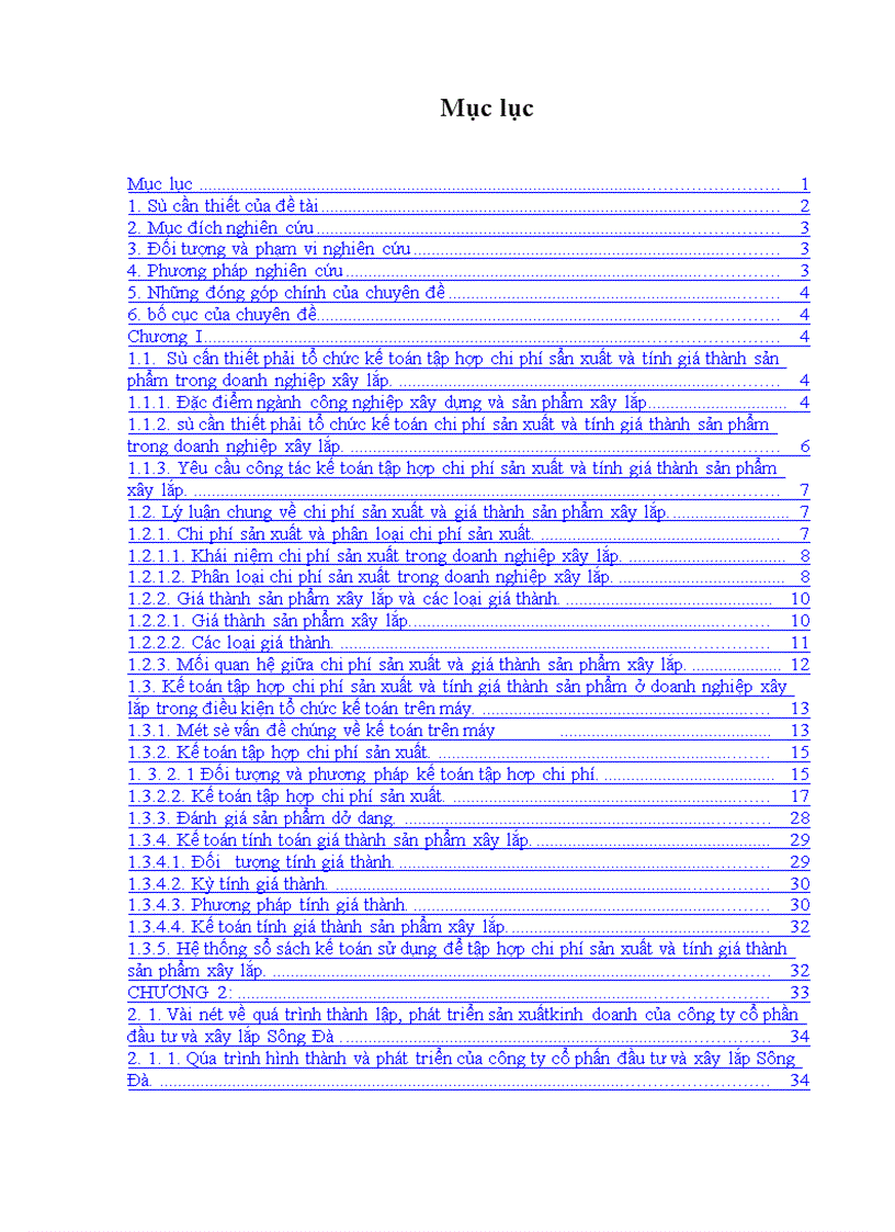 Hoàn thiện công tác kế toán tập hợp chi phí sản xuất và tính giá thành sản phẩm ở công ty Cổ phần đầu tư và xây lắp Sông Đà 1