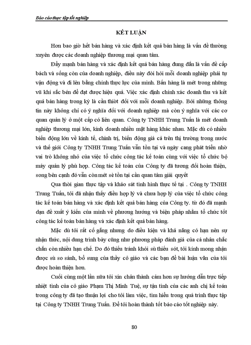 Kế toán tiêu thụ thành phẩm và xác định kết quả tiêu thụ thành phẩm ở Công ty TNHH Trung Tuấn