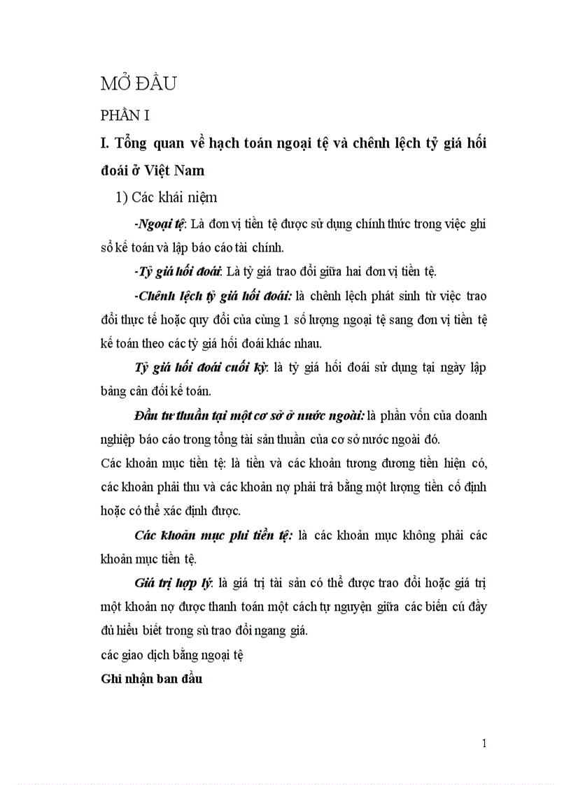 Một số ý kiến đề suất nhằm hoàn thiện hạch toán ngoại tệ và chênh lệch tỷ giá hối đoái ở Việt Nam 1