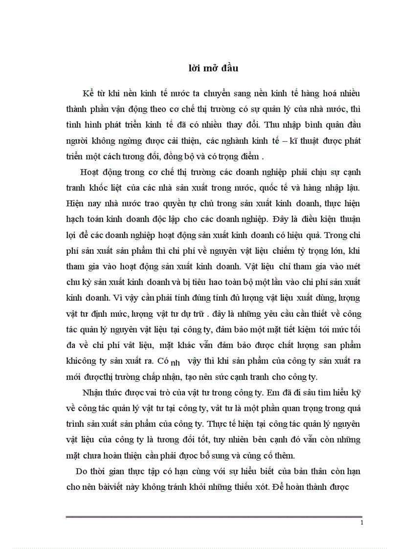 Một số ý kiến nhằm hoàn thiện công tác quản lý vật tư tại Công ty sản xuất bao bì và hàng xuất khẩu