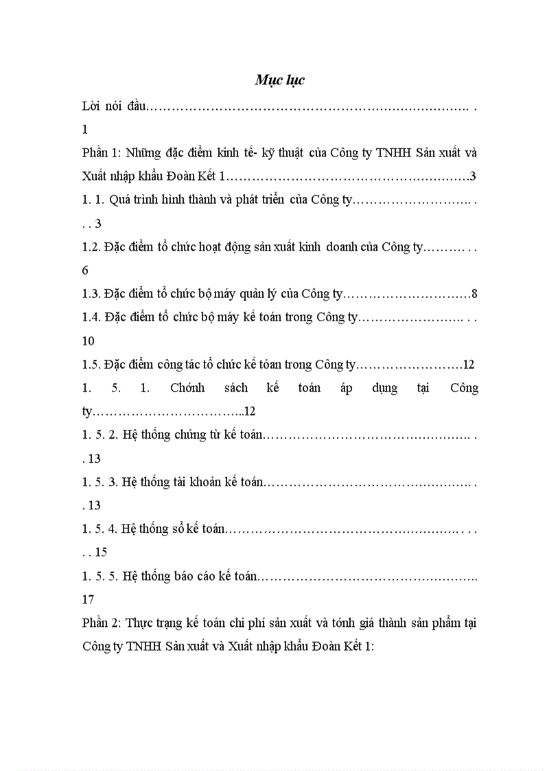Kế toán chi phí sản xuất và tính giá thành sản xuất tại công ty tnhh sản xuất và xuất nhập khẩu đoàn kết 1 1