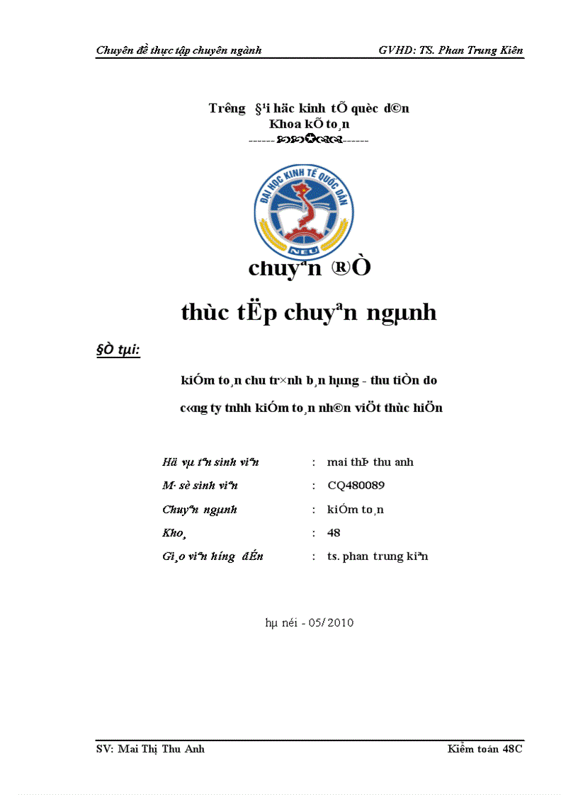 Kiểm toán chu trình bán hàng - thu tiền do Công ty TNHH Kiểm toán Nhân Việt thực hiện