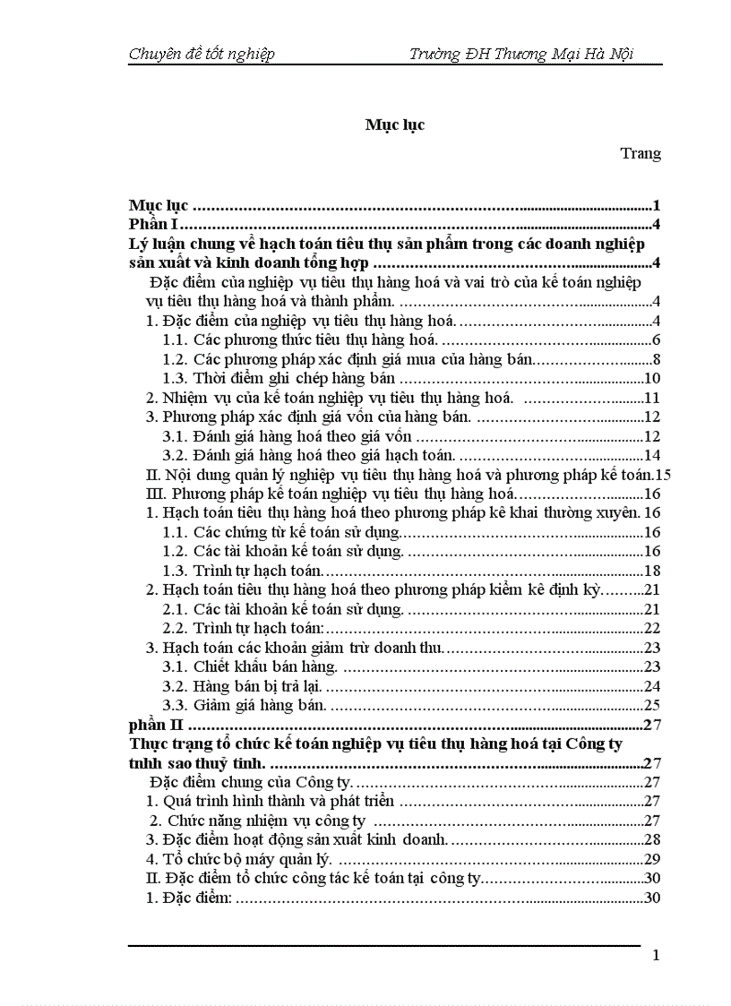 Hoàn thiện kế toán nghiệp vụ tiêu thụ thành phẩm hàng hoá tại công ty Mỹ thuật và Vật phẩm văn hoá Hà Nội 1