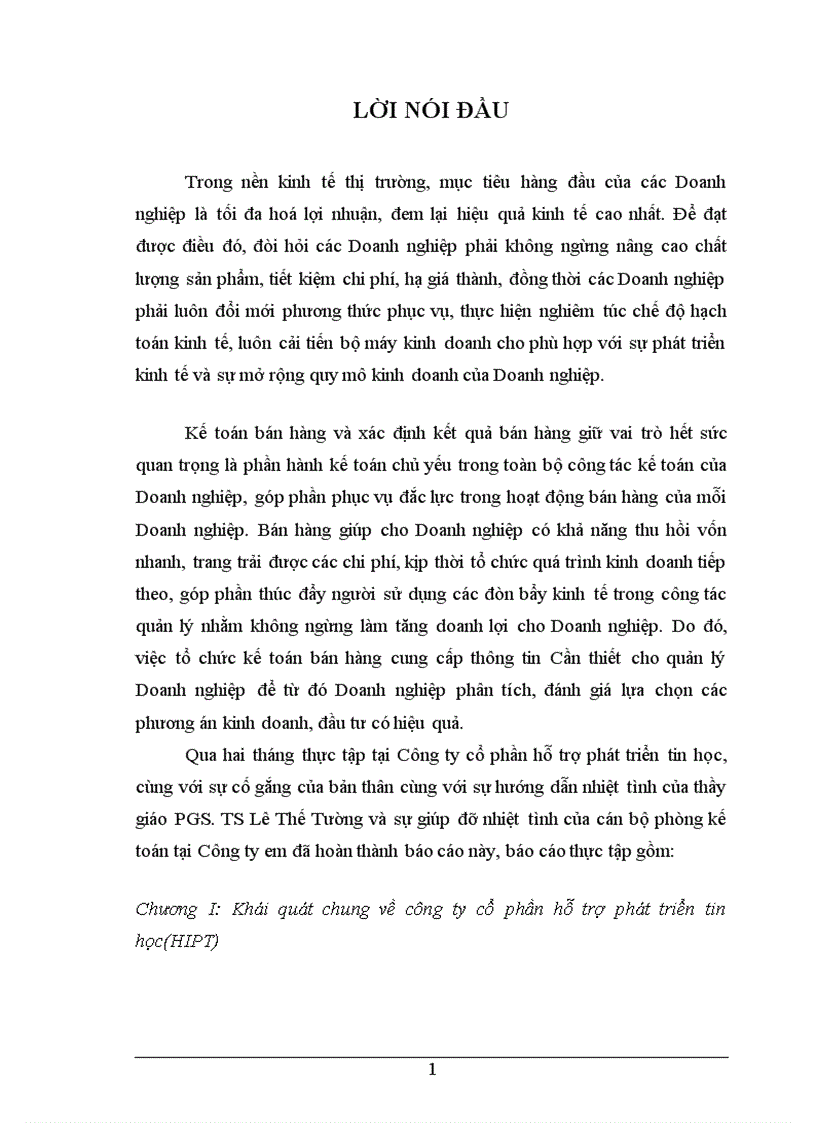 thực trạng công tác kế toán bán hàng và xác định kết quả bán hàng tại công ty cổ phần hỗ trợ phát triển tin học HIPT