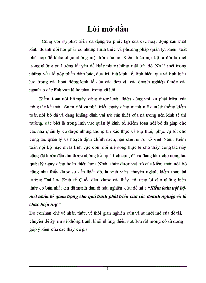 Kiểm toán nội bộ một nhân tố quan trọng cho quá trình phát triển của các doanh nghiệp và tổ chức hiện nay 1
