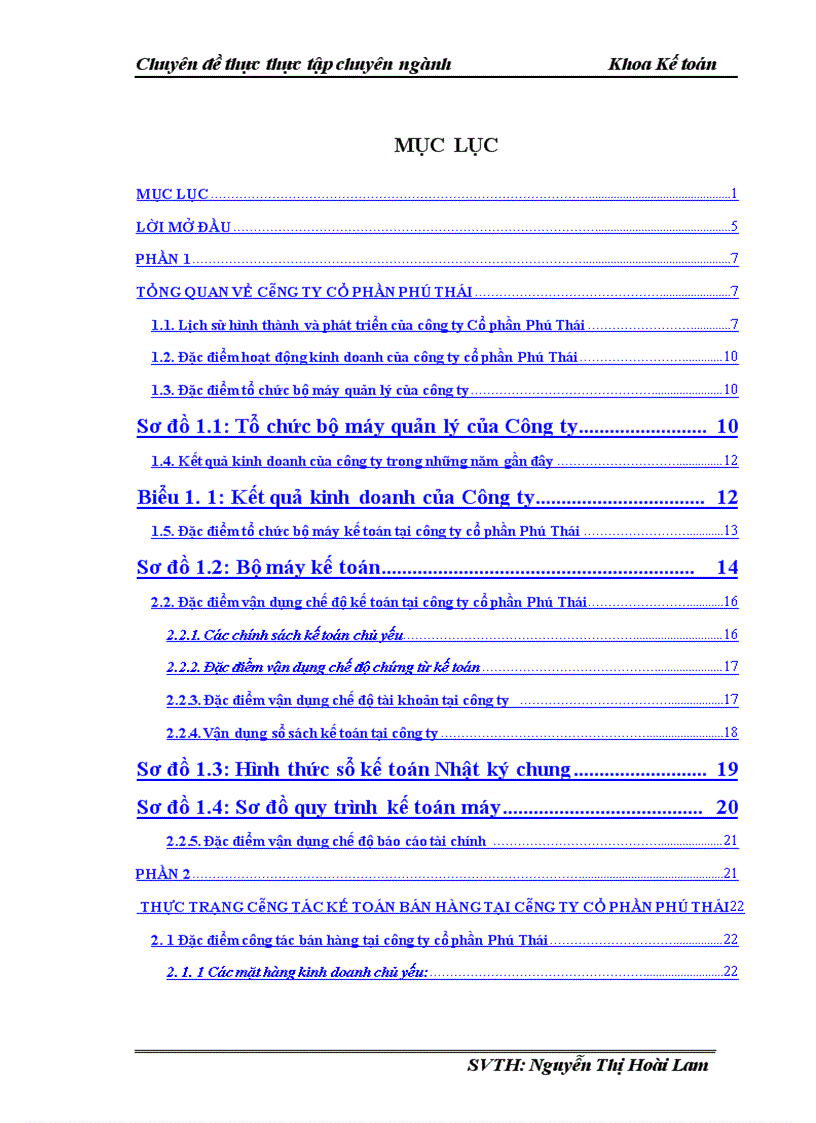 Hoàn thiện công tác kế toán bán hàng tại công ty cổ phần Phú Thái 1