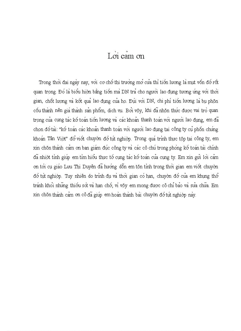 Thư c tra ng quy tri nh kê toa n ca c khoa n thanh toa n vơ i ngươ i lao đô ng ta i công ty cô phâ n chư ng khoa n Tân Viê t
