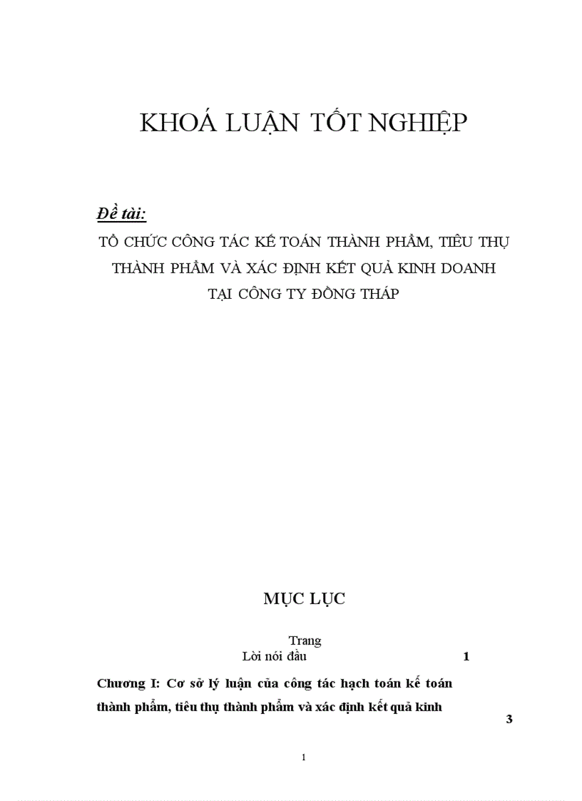 Tổ chức công tác kế toán thành phẩm tiêu thụ thành phẩm và xác định kết quả kinh doanh tại công ty đồng tháp