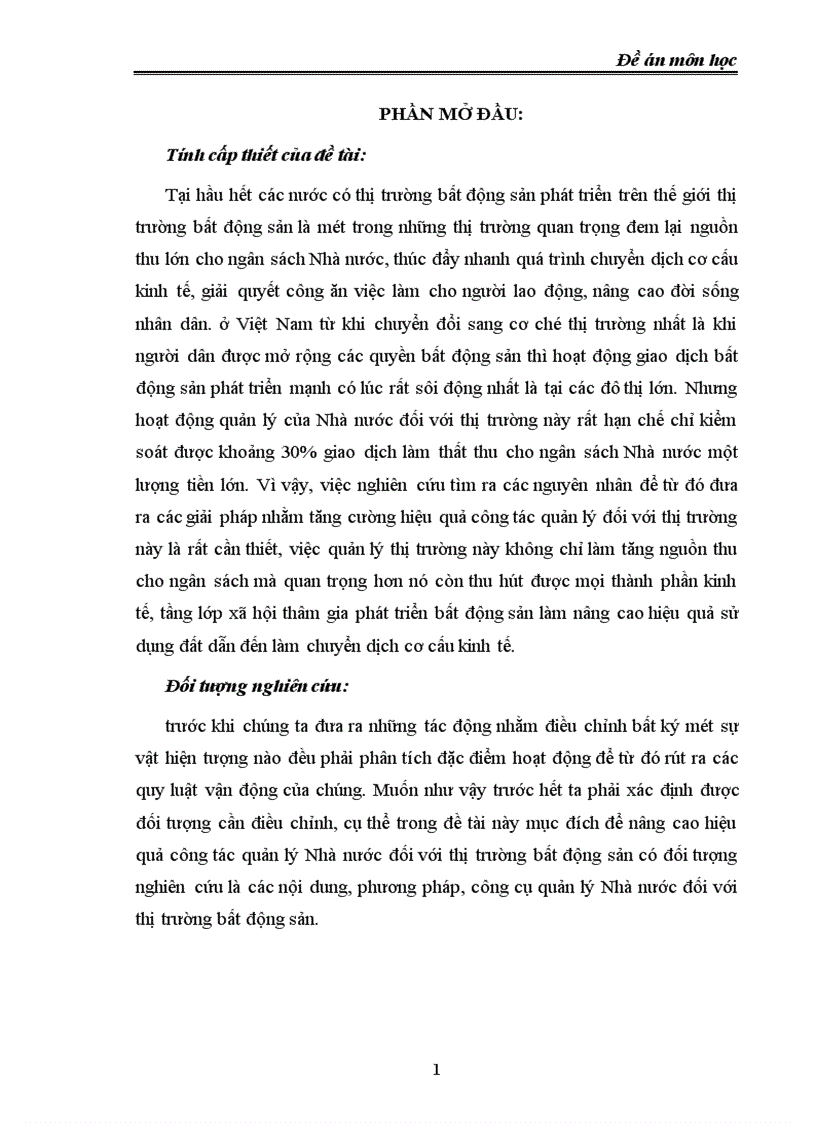 Một số giải pháp góp phần nâng cao hiệu quả công tác quản lý Nhà nước về thị trường bất động sản ở Việt Nam 1