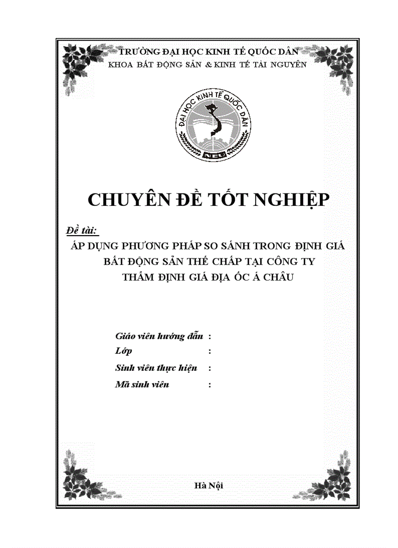 Áp dụng phương pháp so sánh trong định giá bất động sản thế chấp tại công ty thẩm định giá địa ốc Á Châu