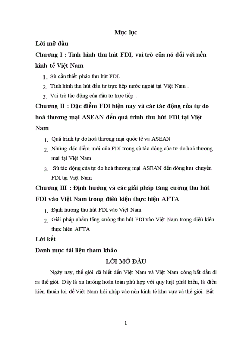 Quan điểm và giải pháp thu hút đầu tư trực tiếp nước ngoài vào Việt Nam trong tiến trình tự do hóa thương mại trong ASEAN 1