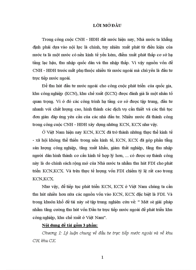 Một số giải pháp nhằm tăng cường thu hút vốn đầu tư trực tiếp nước ngoài để phát triển khu công nghiệp khu chế xuất ở Việt Nam 1