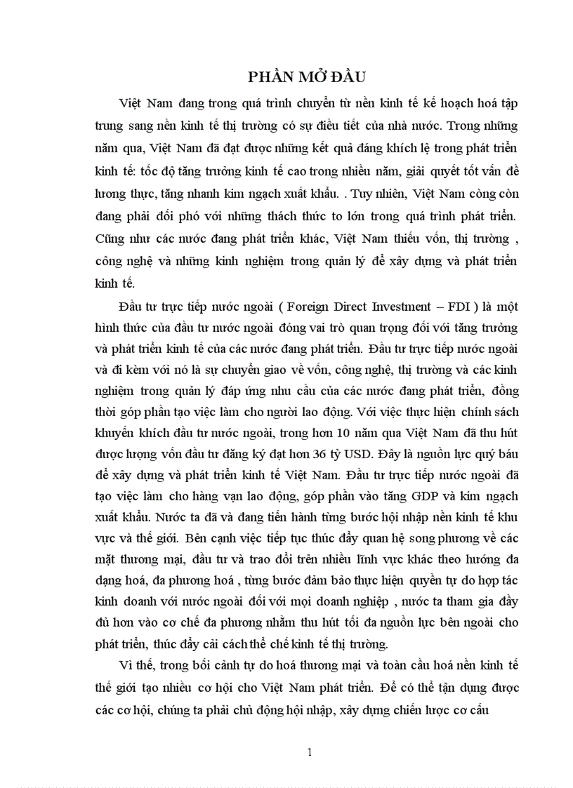 Đầu tư trực tiếp nước ngoài và những giải pháp nhằm thu hút đầu tư trực tiếp nước ngoài vào Việt Nam 1
