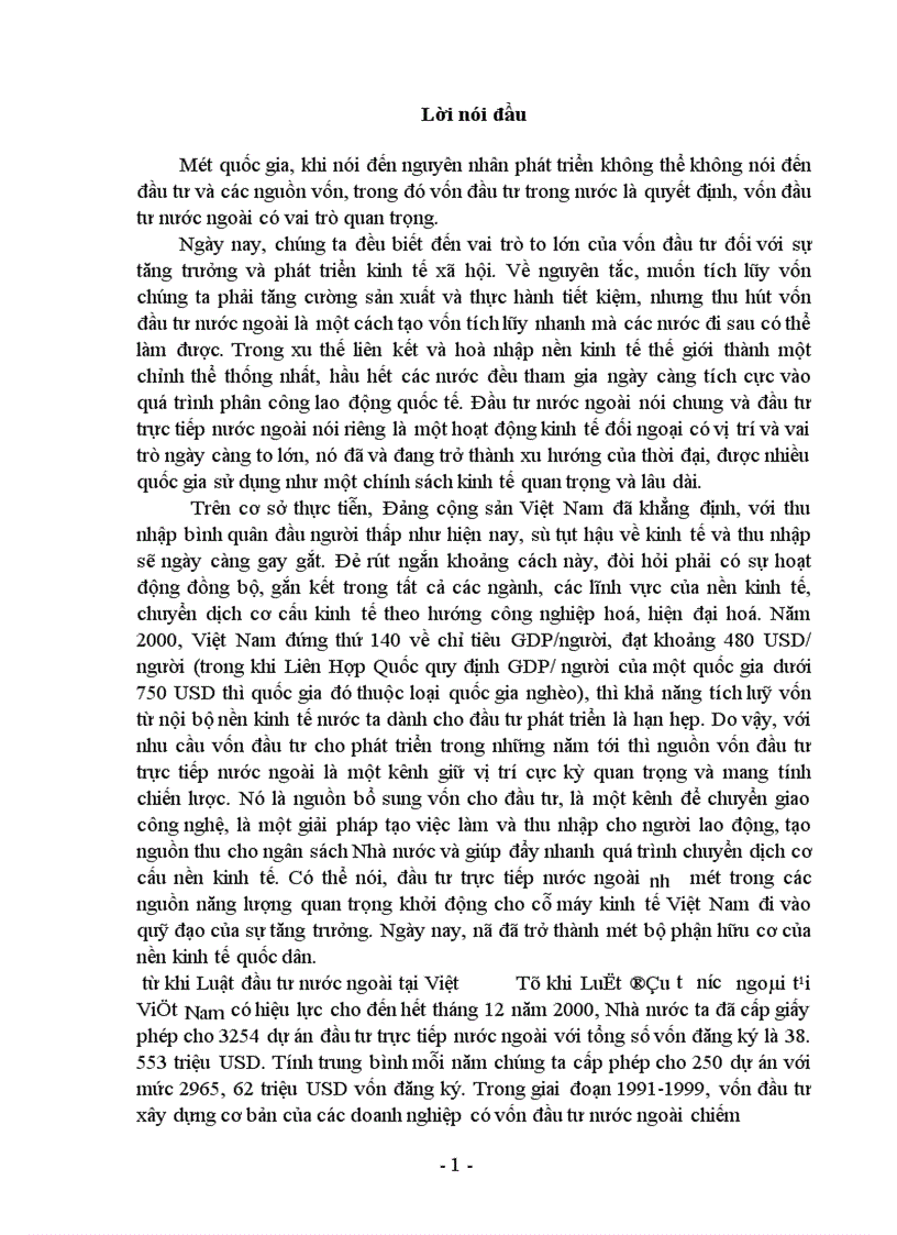 Đầu tư trực tiếp nước ngoài với tăng trưởng và phát triển kinh tế Việt Nam 1