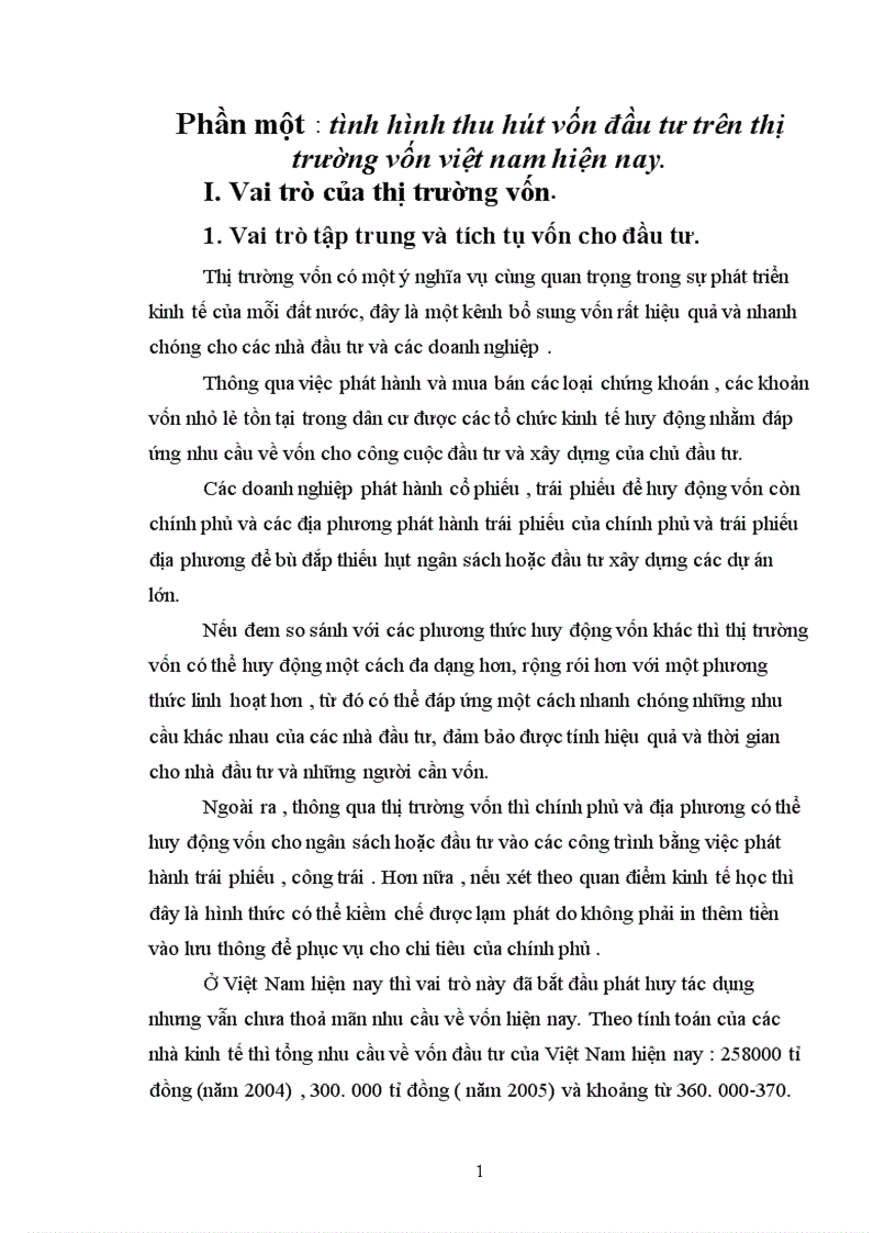 Tình hình thu hút vốn đầu tư trên thị trường vốn việt nam hiện nay 1
