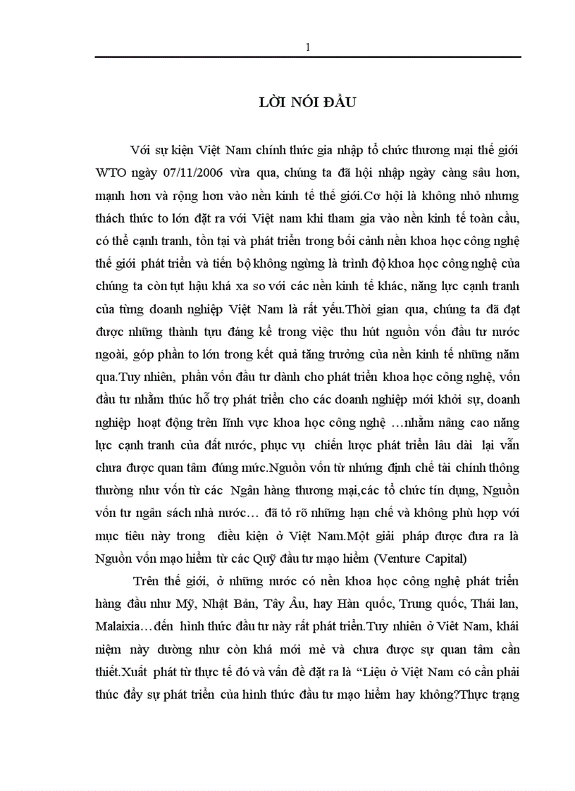 Đầu tư mạo hiểm và một số giải pháp góp phần phát triển đầu tư mạo hiểm ở Việt Nam 1