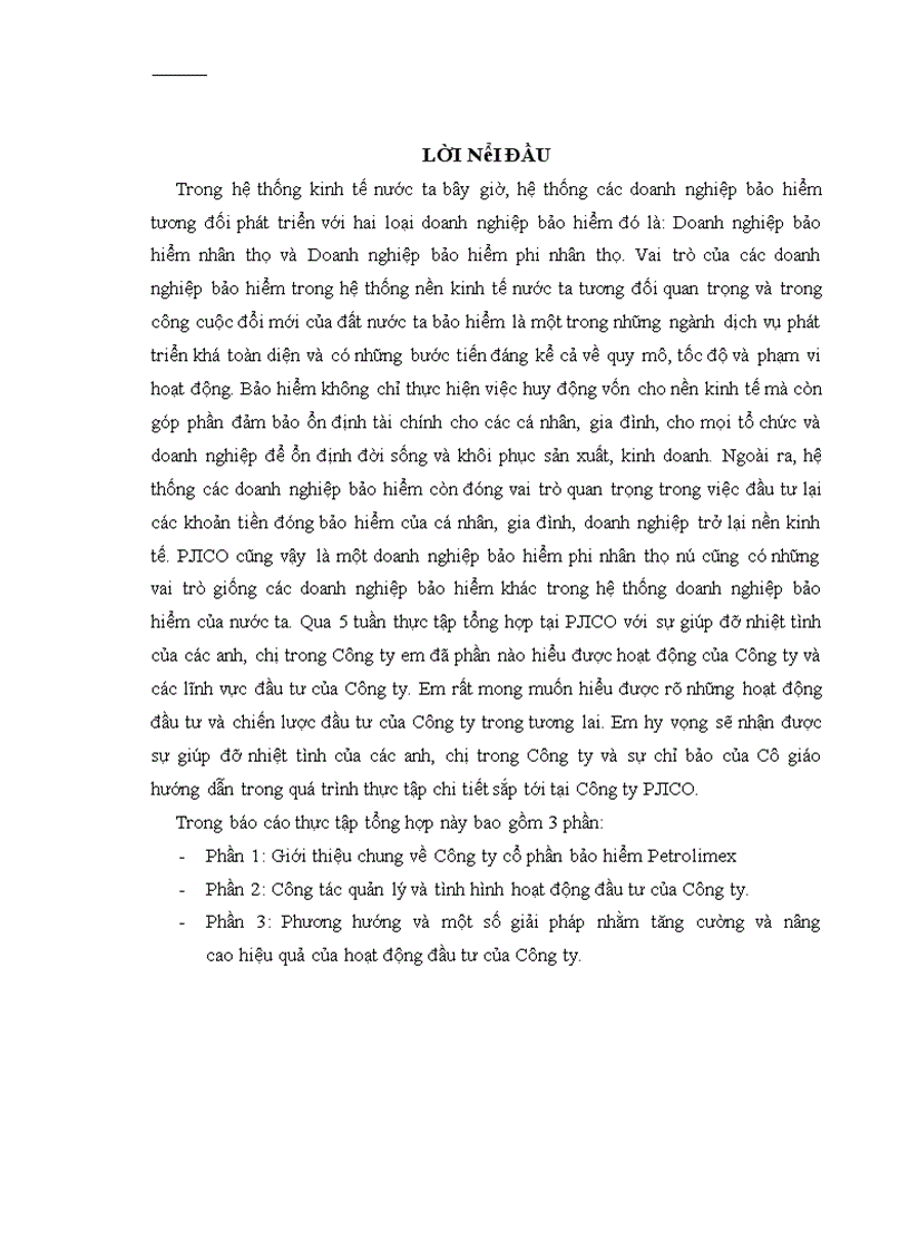 Phương hướng và một số giải pháp nhằm tăng cường và nâng cao hiệu quả của hoạt động đầu tư của Công ty cổ phần bảo hiểm Petrolimex
