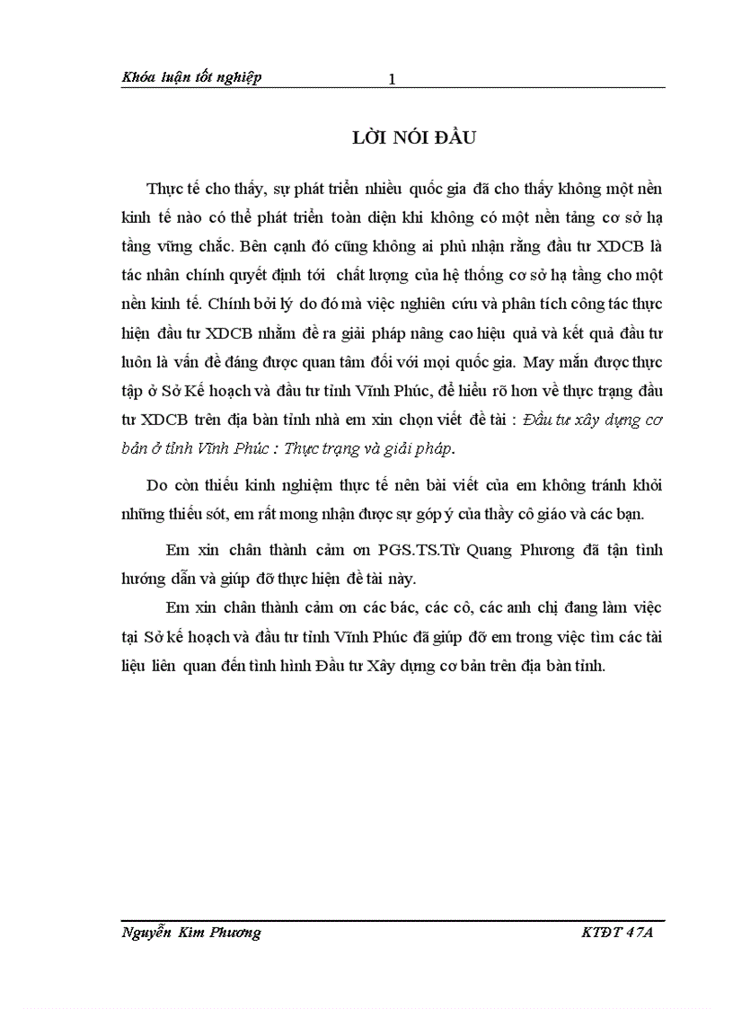 Đầu tư xây dựng cơ bản ở tỉnh Vĩnh Phúc: Thực trạng và giải pháp.