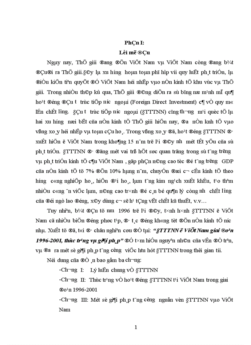 Đầu tư trực tiếp nước ngoài ở Việt Nam giai đoạn 1996-2001, thực trạng và giải pháp