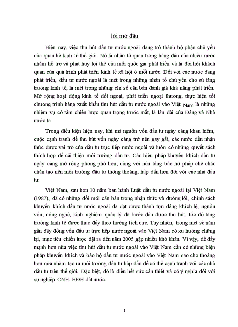 Thực trạng về đầu tư nước ngoài trong những năm gần đây và một số giải pháp kiến nghị 1