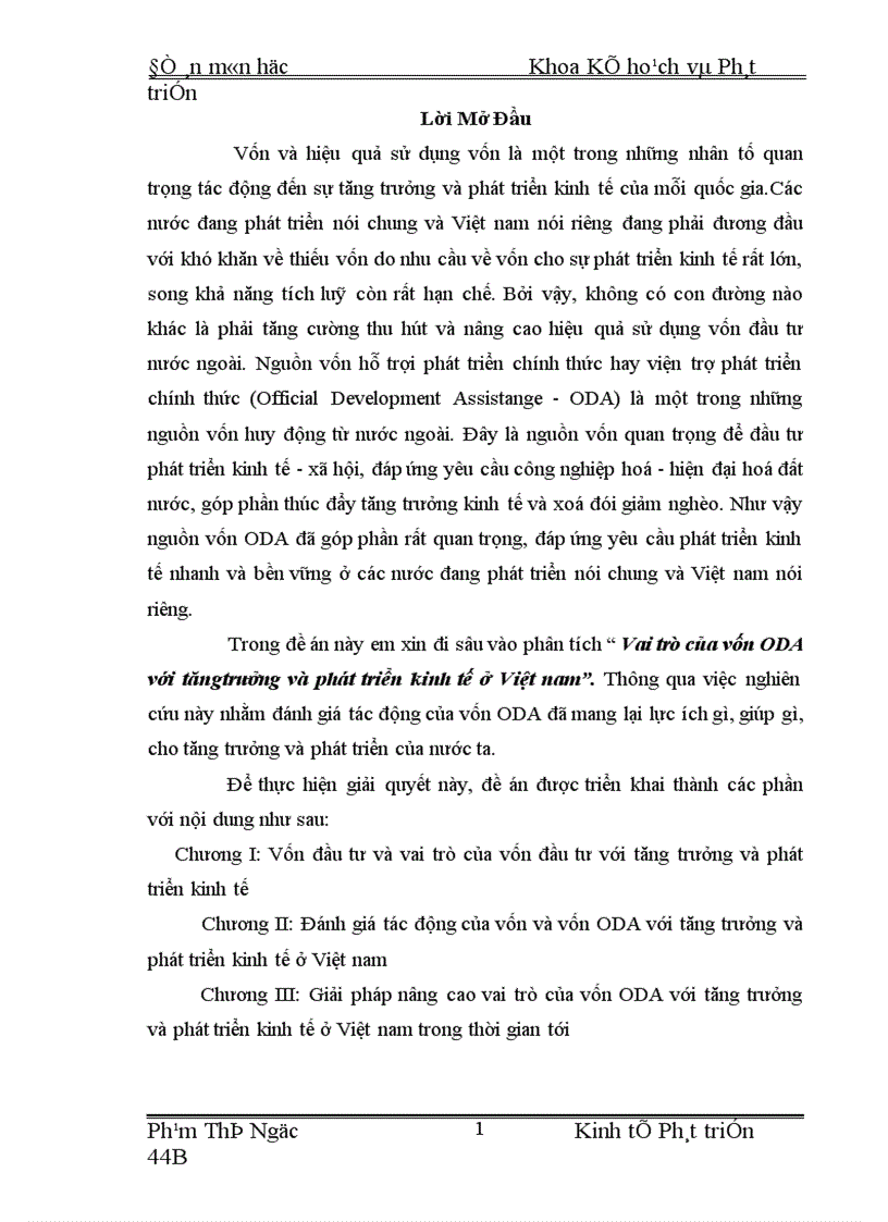 Vai trò của vốn ODA với tăng trưởng và phát triển kinh tế ở Việt nam