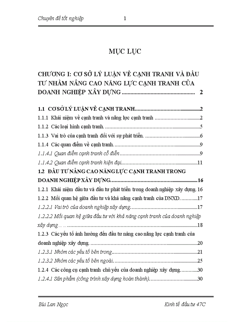 Đầu tư nâng cao năng lực cạnh tranh tại công ty cổ phần đầu tư xây dựng và phát triển đô thị Lilama 1