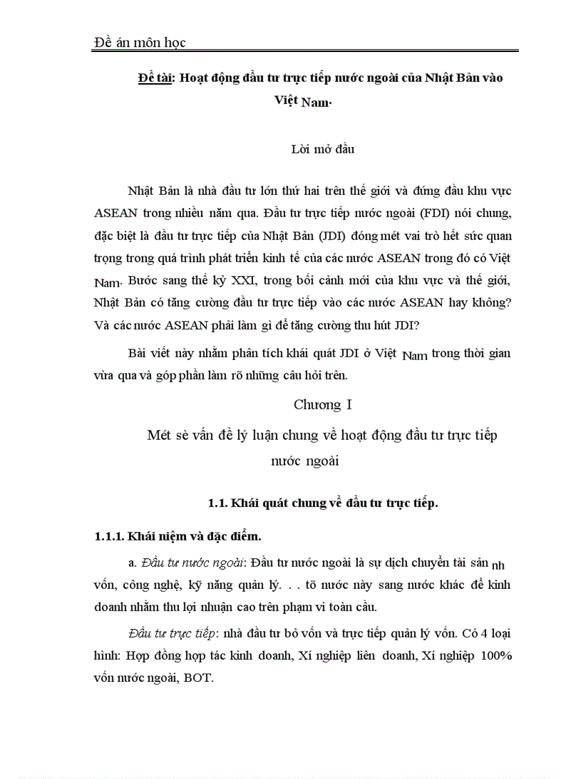 Hoạt động đầu tư trực tiếp nước ngoài của Nhật Bản vào Việt Nam 1