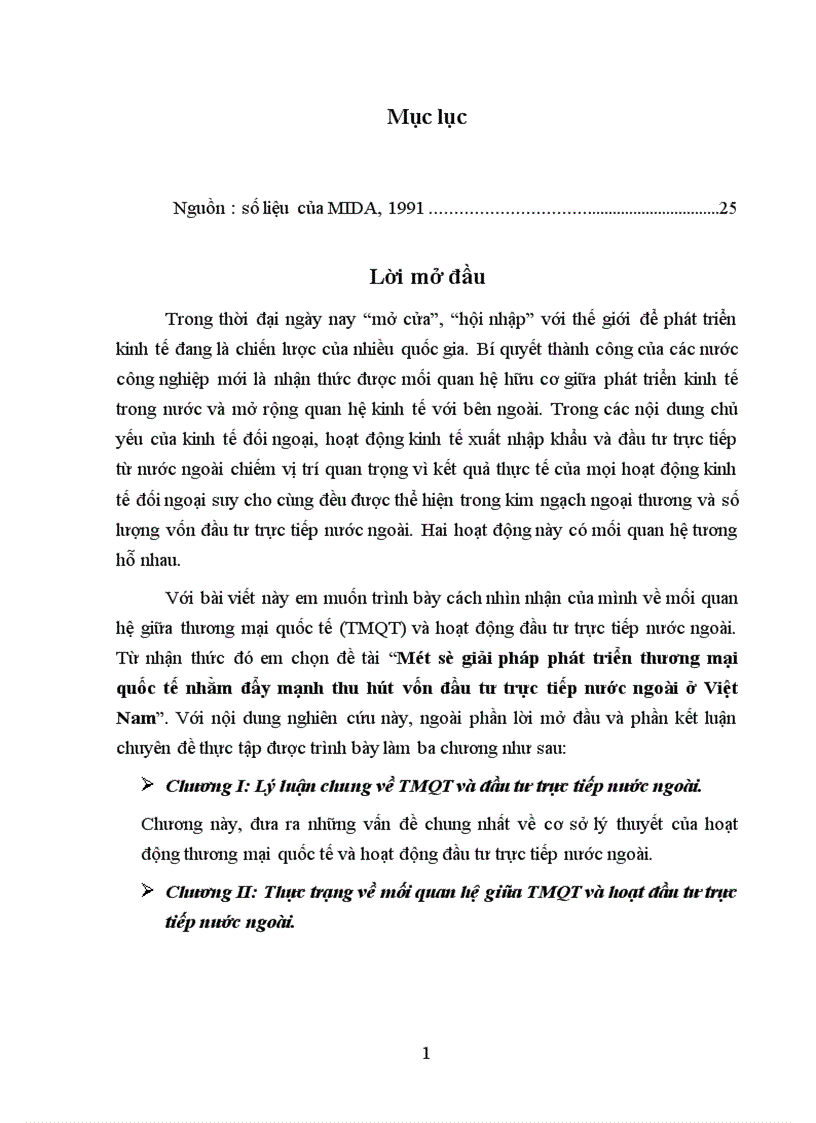 Một số giải pháp phát triển thương mại quốc tế nhằm đẩy mạnh thu hút vốn đầu tư trực tiếp nước ngoài ở Việt Nam 1