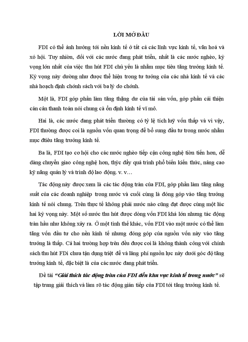 Giải thích tác động tràn của FDI đến khu vực kinh tế trong nước 1