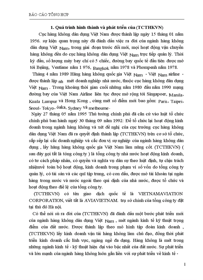 Báo cáo thực tập tổng hợp tại Cục hàng không dân dụng Việt Nam