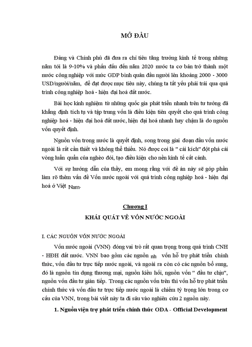Giải pháp nhằm huy động và sử dụng có hiệu quả vốn nước ngoài cho quá trình CNH HĐH ở Việt Nam 1