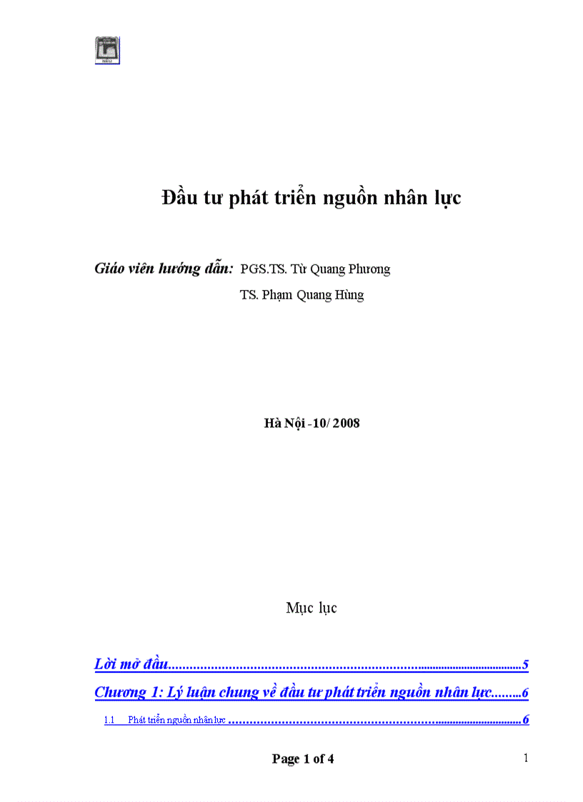 Đầu tư phát triển nguồn nhân lực