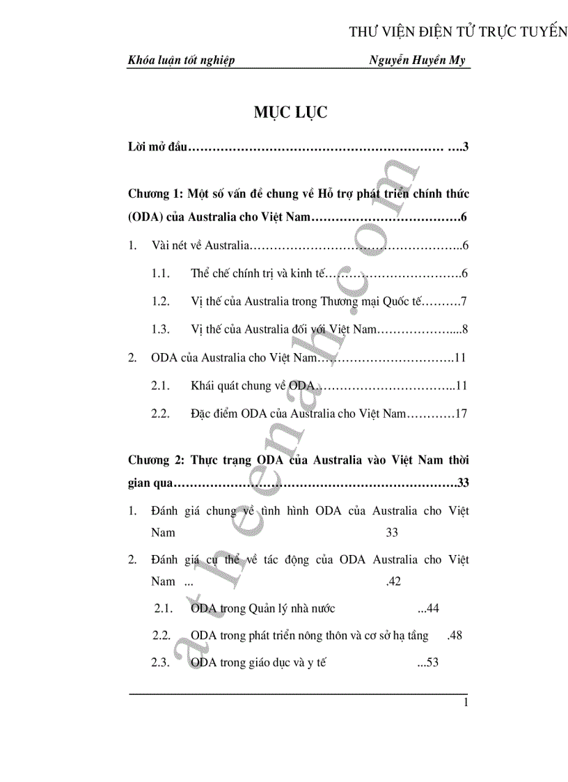 Hỗ trợ phát triển chính thức ODA của Australia cho Việt Nam Thực trạng và giải pháp