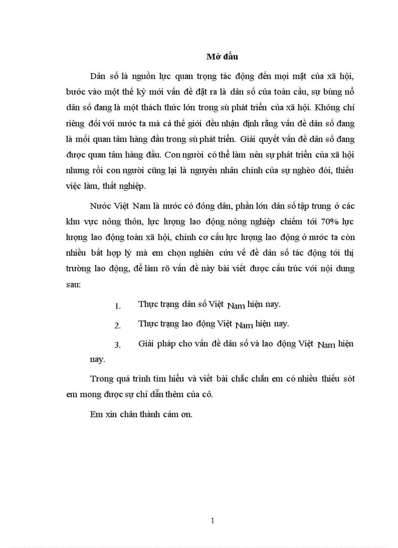 Giải pháp cho vấn đề dân số và lao động Việt Nam hiện nay 1