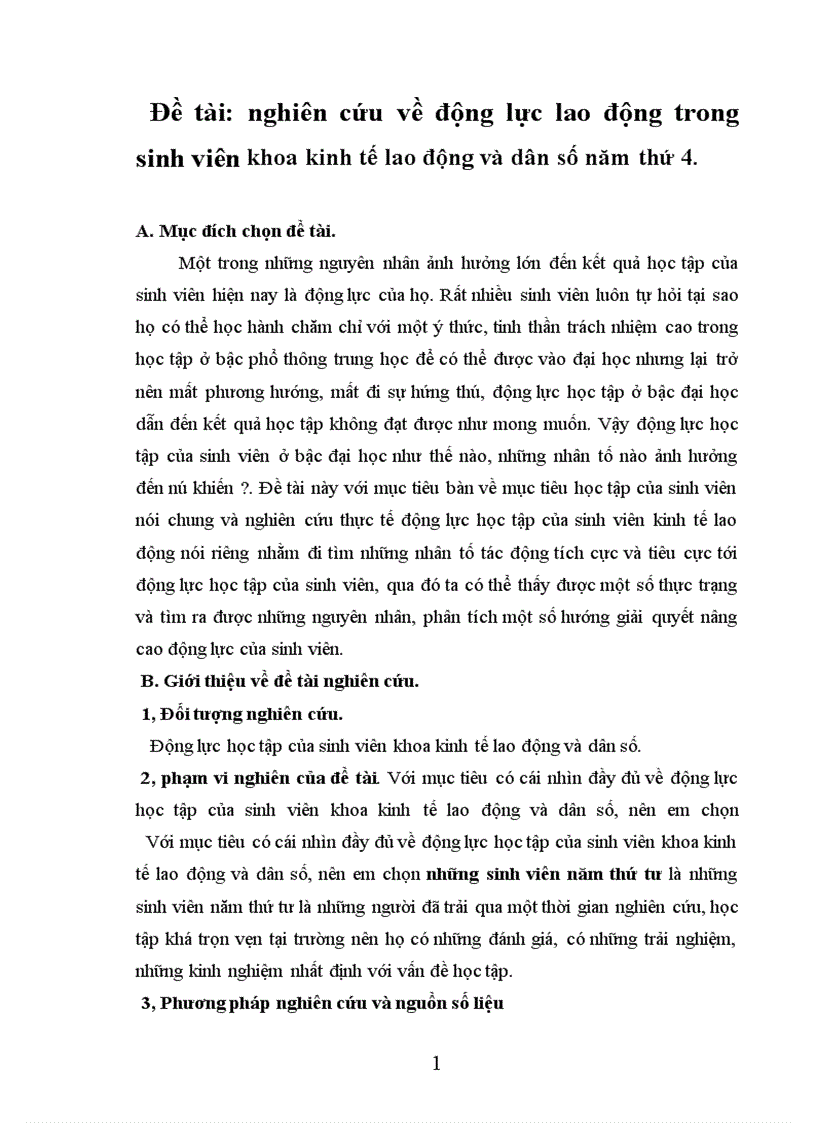 nghiên cứu về động lực lao động trong sinh viên khoa kinh tế lao động và dân số năm thứ 4