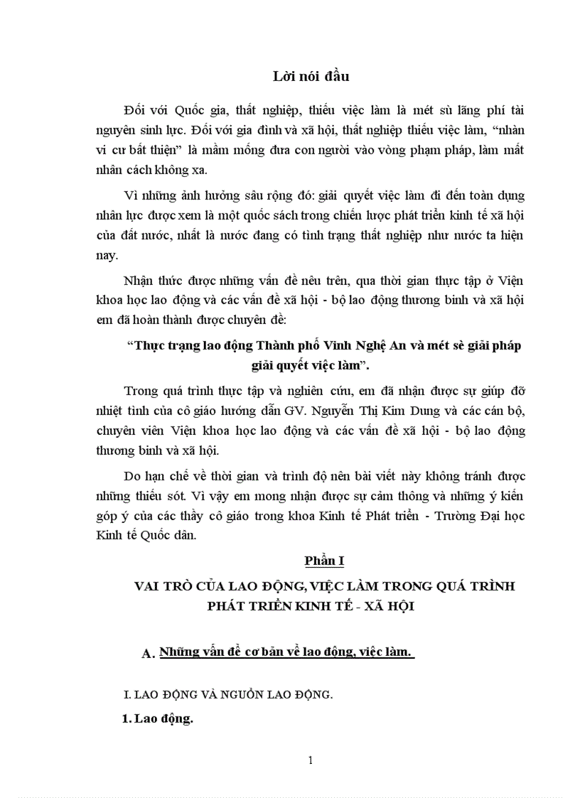 Thực trạng lao động Thành phố Vinh Nghệ An và một số giải pháp giải quyết việc làm 1