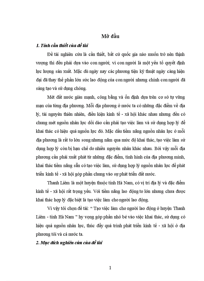 Tạo việc làm cho người lao động ở huyện Thanh Liêm tỉnh Hà Nam 1