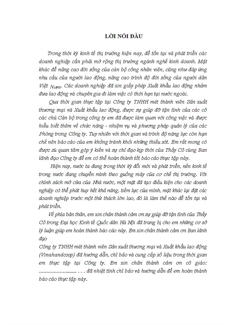 Thực trạng Xuất khẩu lao động tại VINAHANDCOOP