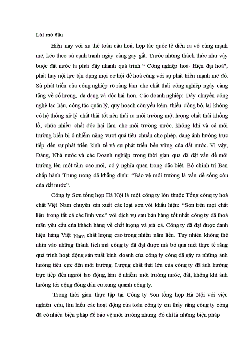 Công tác an toàn vệ sinh môi trường tại Công ty Sơn tổng hợp Hà Nội thực trạng và giải pháp 1