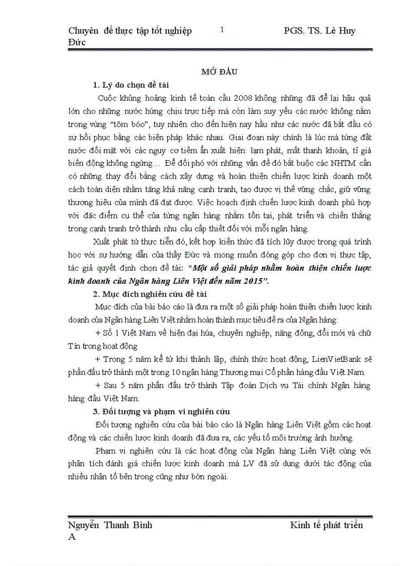 Một số giải pháp nhằm hoàn thiện chiến lược kinh doanh của Ngân hàng Liên Việt đến năm 2015 1
