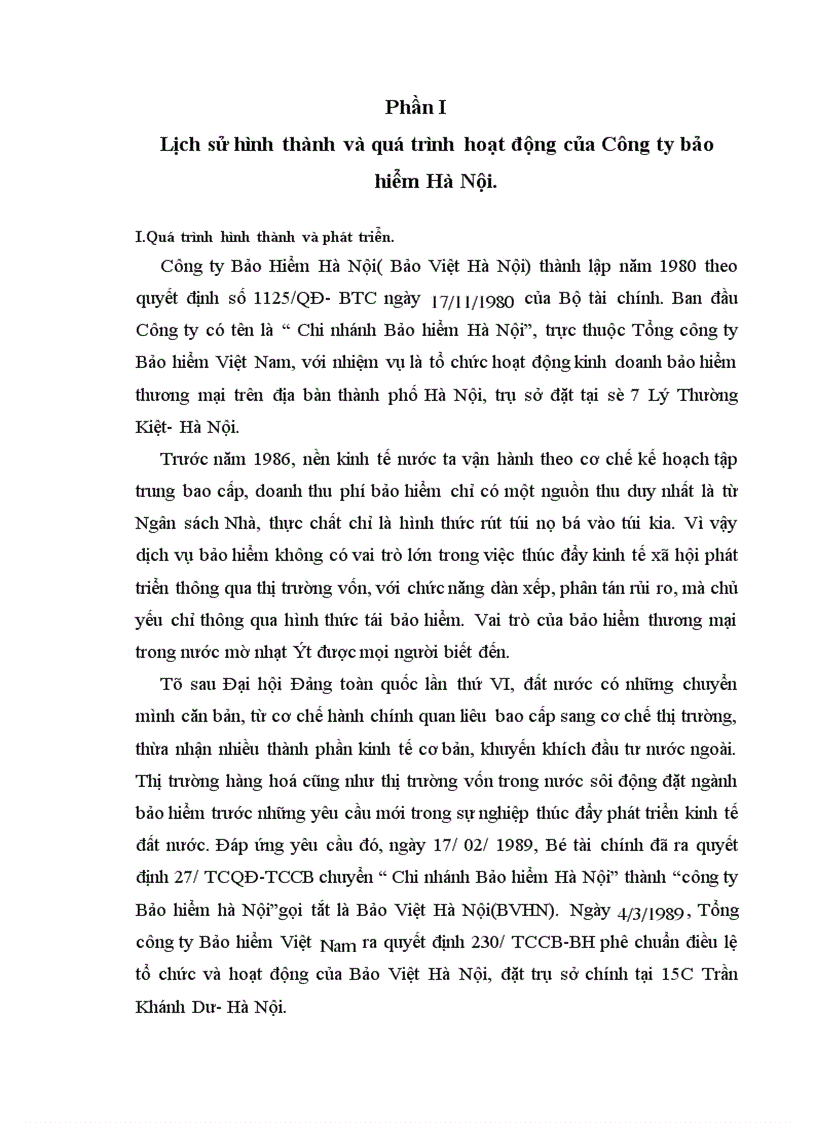 Báo cáo thực tập tổng hợp tại Công ty bảo hiểm Hà Nội