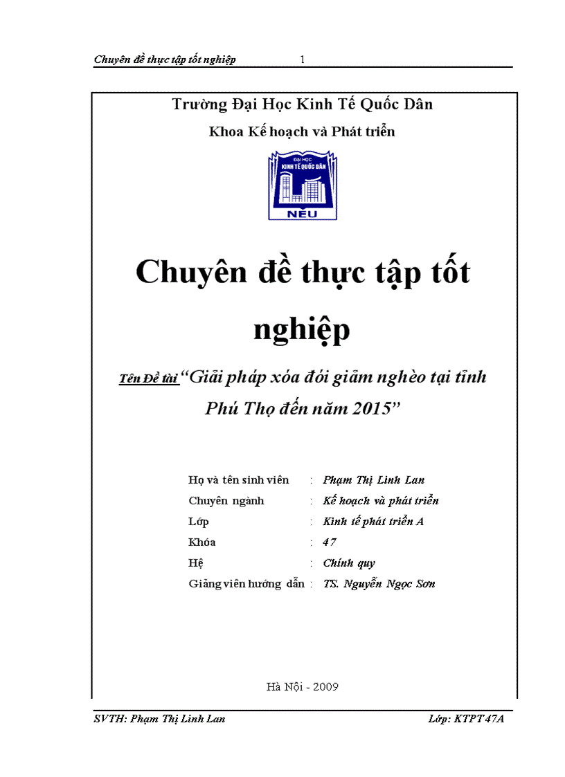 Giải pháp xóa đói giảm nghèo tại tỉnh Phú Thọ đến năm 2015