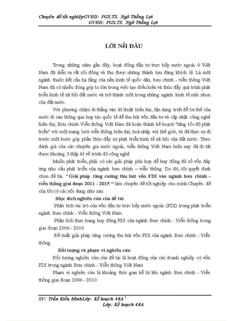 Giải pháp tăng cường thu hút vốn FDI vào ngành bưu chính viễn thông giai đoạn 2011 2015
