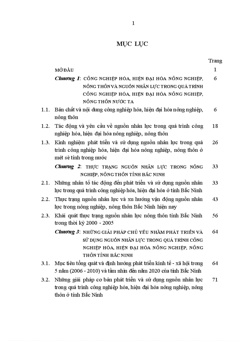 Nguồn nhân lực trong quá trình công nghiệp hóa hiện đại hóa nông nghiệp nông thôn ở tỉnh Bắc Ninh