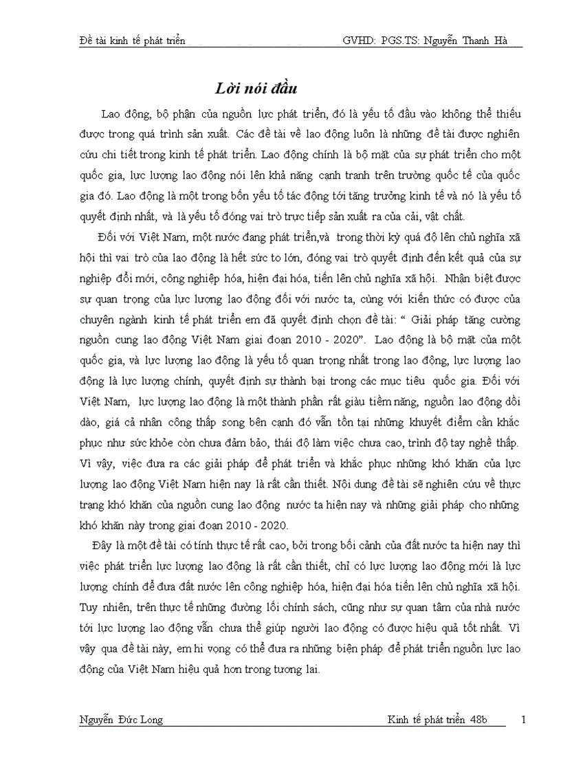Giải pháp tăng cường nguồn cung lao động Việt Nam giai đoạn 2010 2020 1