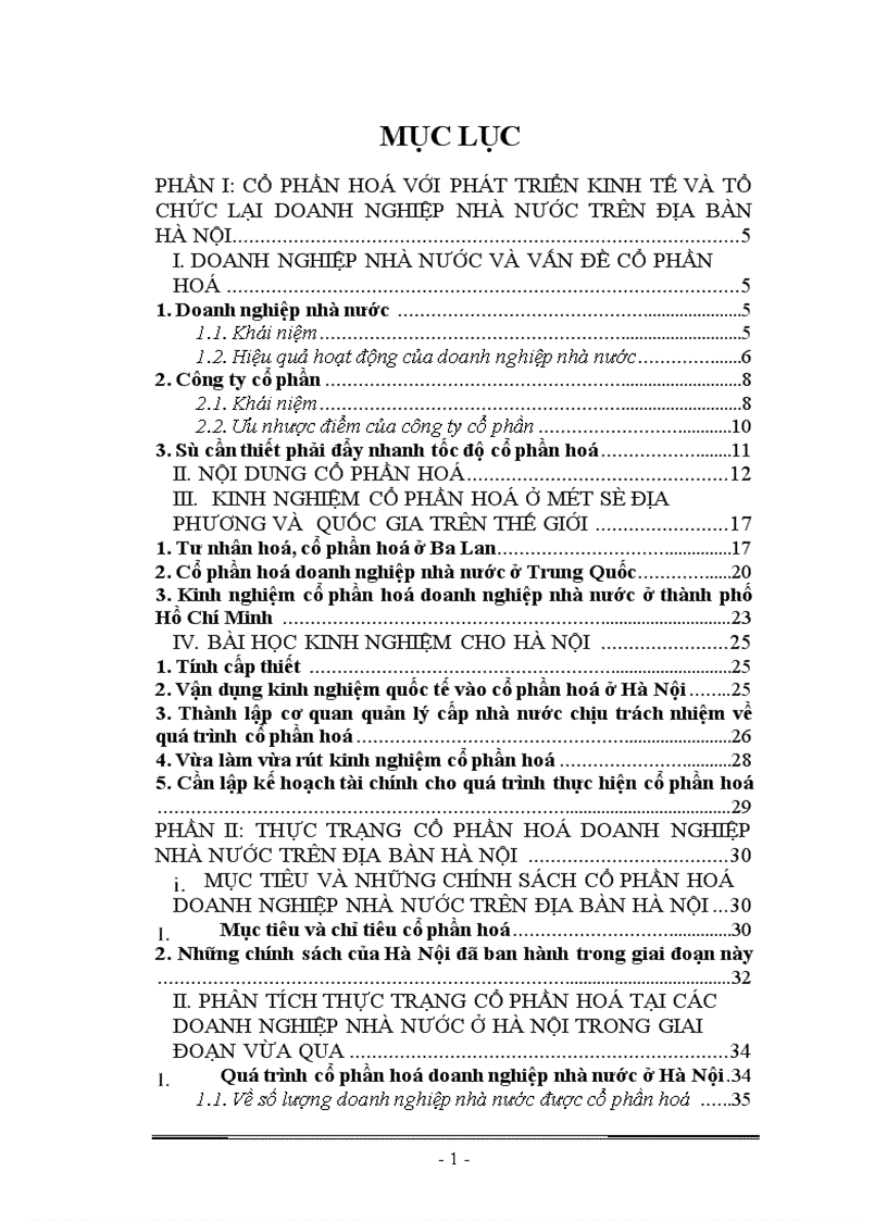 Giải pháp đẩy nhanh tốc độ cổ phần hoá doanh nghiệp nhà nước đảm bảo thực hiện kế hoạch 2001 2005 về cổ phần hoá trên địa bàn Hà Nội 1