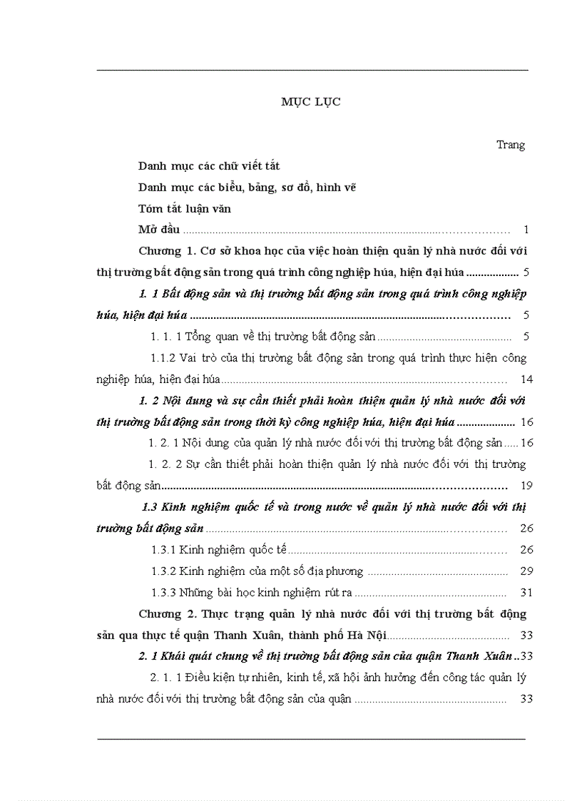 Phương hướng và giải pháp nhằm hoàn thiện quản lý nhà nước đối với thị trường bất động sản quận Thanh Xuân thành phố Hà Nội