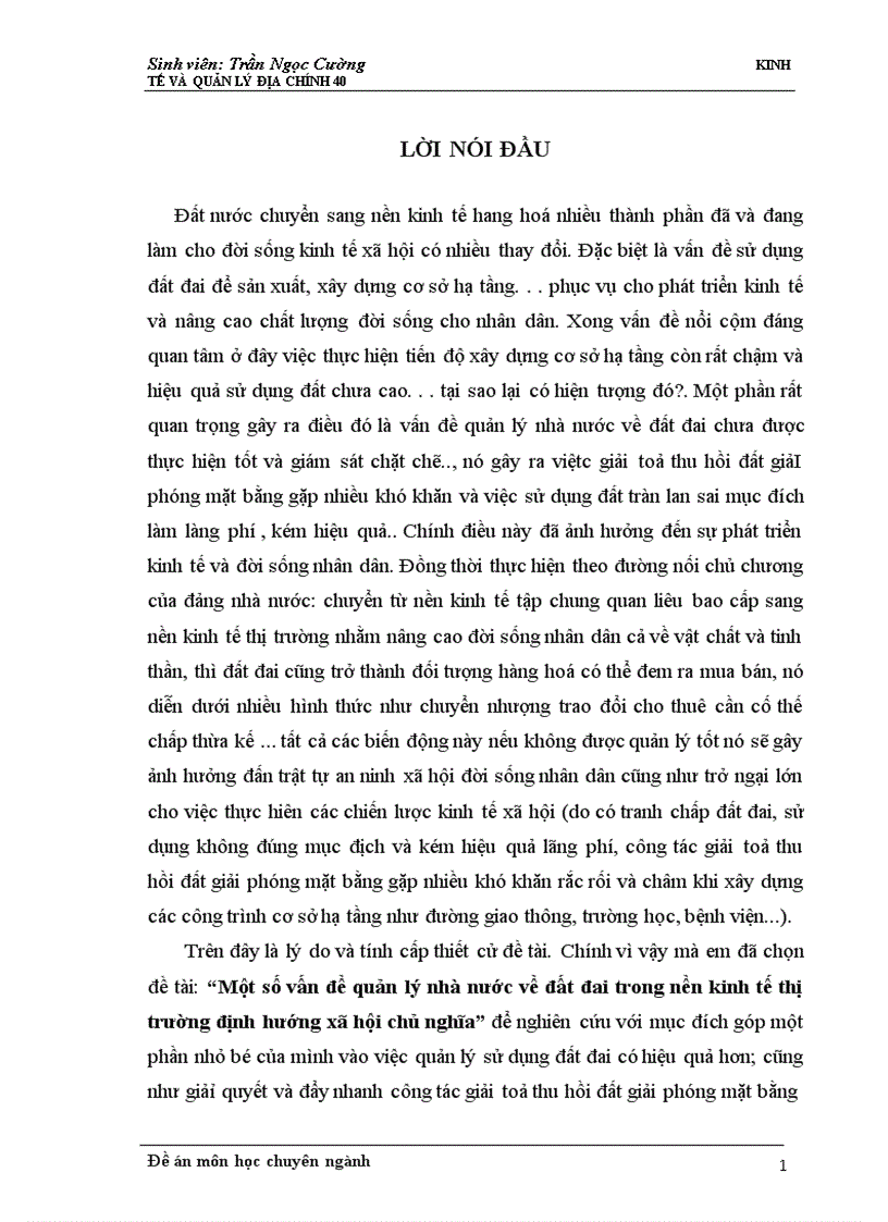 Một số vấn đề quản lý nhà nước về đất đai trong nền kinh tế thị trường định hướng xã hội chủ nghĩa 1